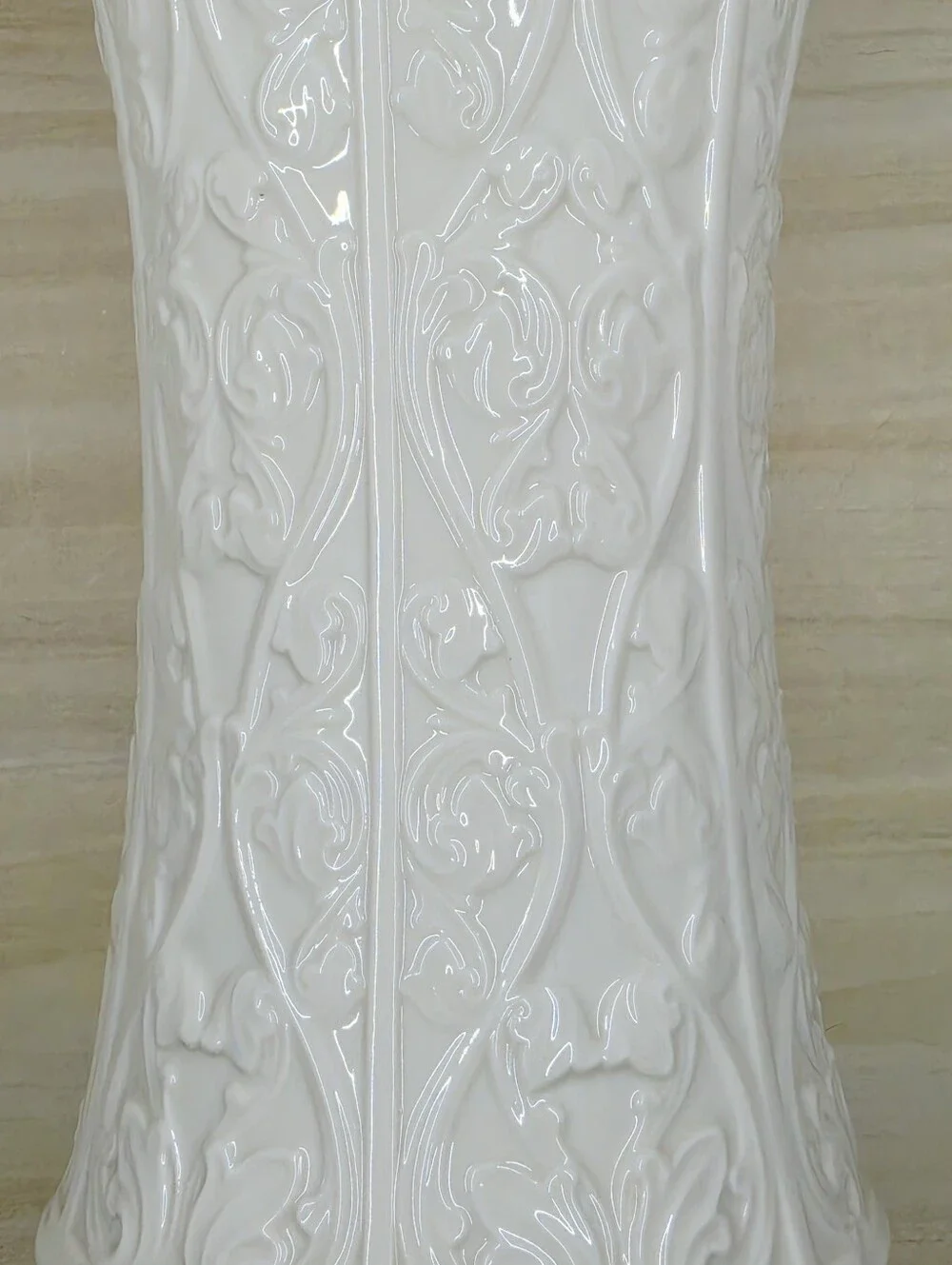 Lenox Wentworth Collection Vase Large Cream Embossed Vines USA Retired Porcelain